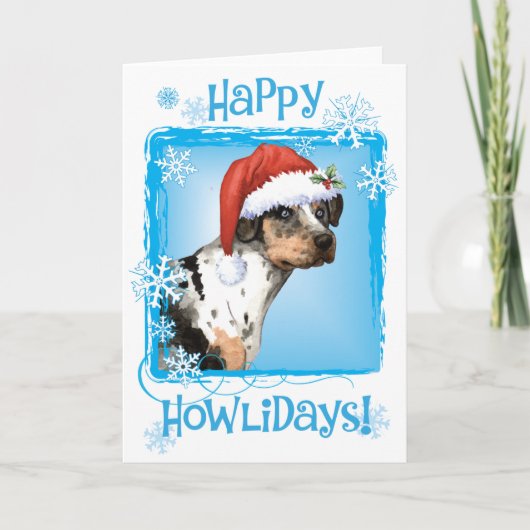 Happy Howliday Catahoula Feestdagen Kaart (Voorkant)