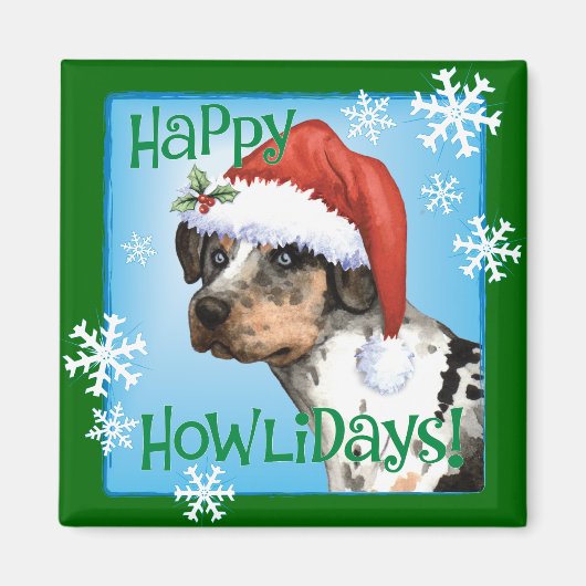 Happy Howliday Catahoula Magneet (Voorkant)