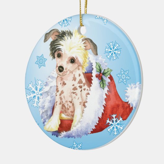 Happy Howliday Chinese Crested Keramisch Ornament (Links)