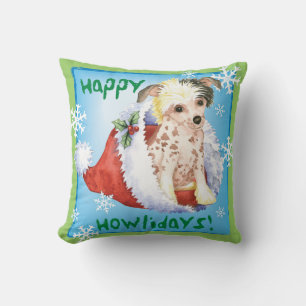 Happy Howliday Chinese Crested Kussen