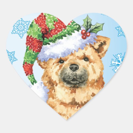 Happy Howliday Chow Chow Hart Sticker (Voorkant)