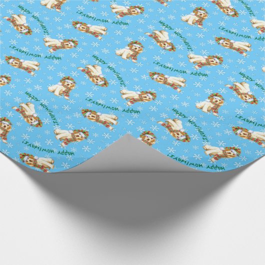 Happy Howliday Clumber Spaniel Cadeaupapier (Hoek)