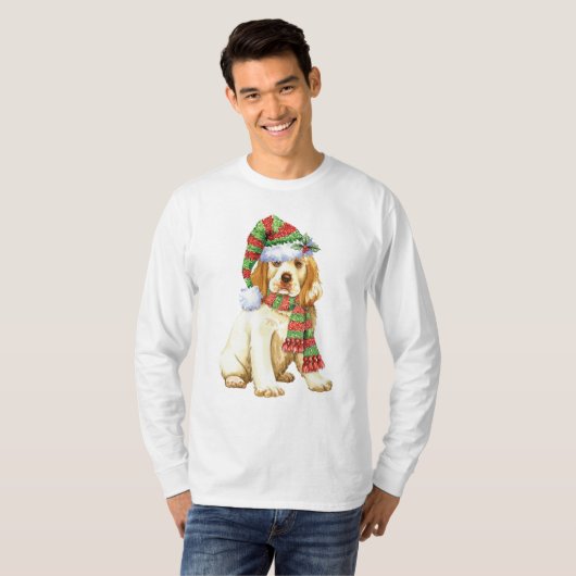 Happy Howliday Clumber Spaniel T-shirt (Voorkant volledig)