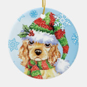 Happy Howliday Cocker Spaniel Keramisch Ornament (Voorkant)