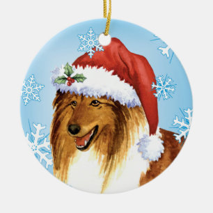 Happy Howliday Collie Keramisch Ornament