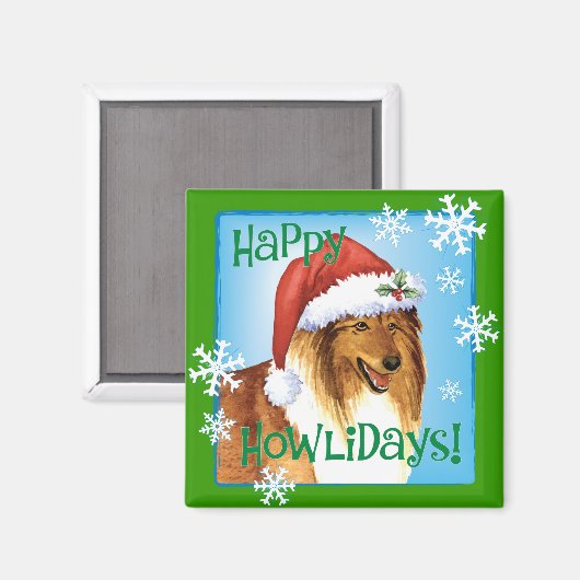 Happy Howliday Collie Magneet (Voorkant / Achterkant)