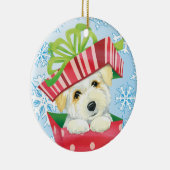 Happy Howliday Coton Keramisch Ornament (Rechts)