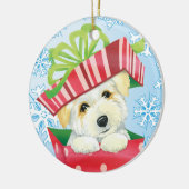 Happy Howliday Coton Keramisch Ornament (Links)