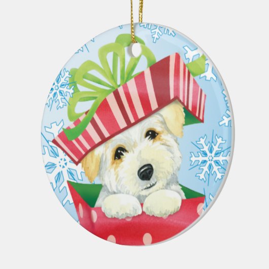 Happy Howliday Coton Keramisch Ornament (Links)