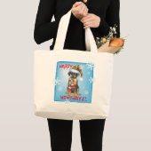 Happy Howliday Doberman Grote Tote Bag (Voorkant (product))