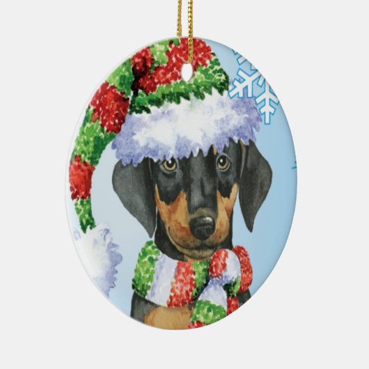 Happy Howliday Doberman Keramisch Ornament (Rechts)