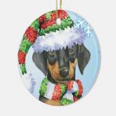 Happy Howliday Doberman Keramisch Ornament (Links)