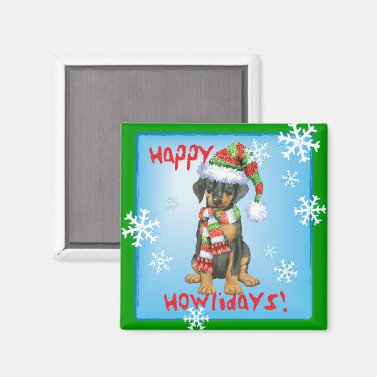 Happy Howliday Doberman Magneet (Voorkant / Achterkant)
