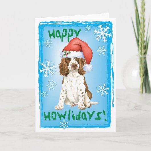Happy Howliday English Springer Spaniel Feestdagen Kaart (Voorkant)