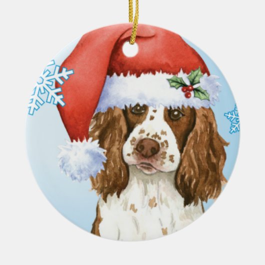 Happy Howliday English Springer Spaniel Keramisch Ornament (Voorkant)
