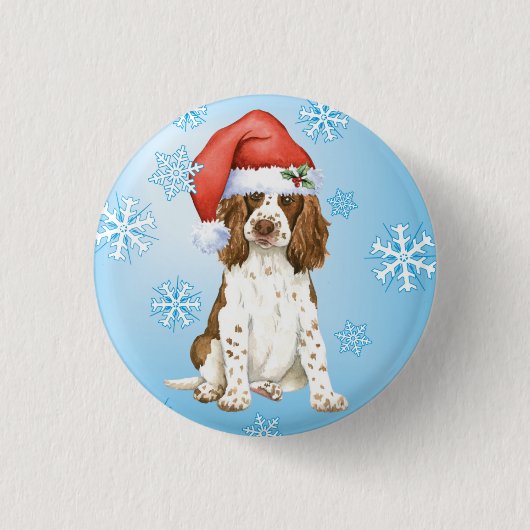 Happy Howliday English Springer Spaniel Ronde Button 3,2 Cm (Voorkant)