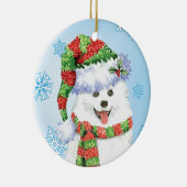 Happy Howliday Eskimo Dog Keramisch Ornament (Rechts)