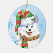 Happy Howliday Eskimo Dog Keramisch Ornament (Links)