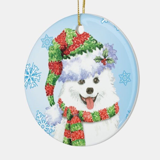 Happy Howliday Eskimo Dog Keramisch Ornament (Links)