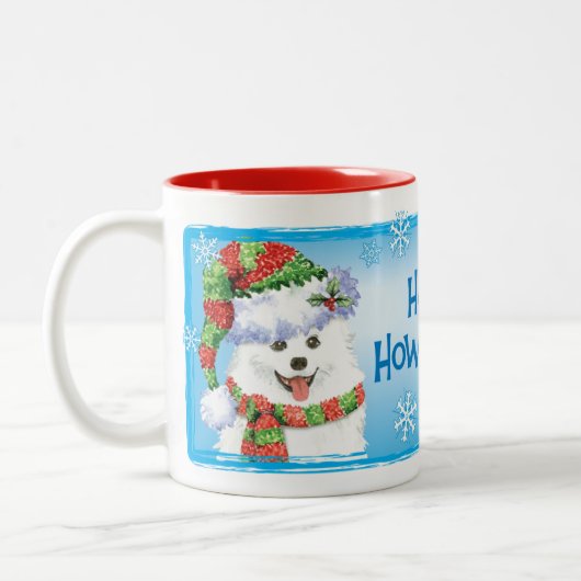 Happy Howliday Eskimo Dog Tweekleurige Koffiemok (Links)