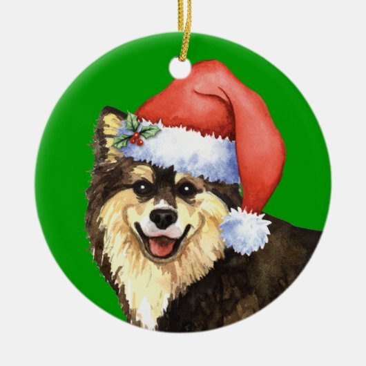 Happy Howliday Finse Lapphund Keramisch Ornament (Voorkant)