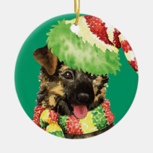 Happy Howliday German Shepherd Keramisch Ornament