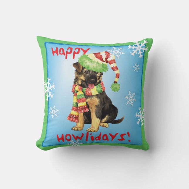 Happy Howliday German Shepherd Kussen (Voorkant)