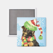 Happy Howliday German Shepherd Magneet (Voorkant / Achterkant)
