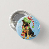 Happy Howliday German Shepherd Ronde Button 3,2 Cm (Voorkant /achterkant)