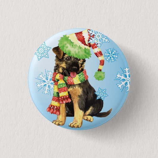 Happy Howliday German Shepherd Ronde Button 3,2 Cm (Voorkant)