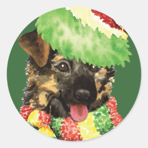 Happy Howliday German Shepherd Ronde Sticker