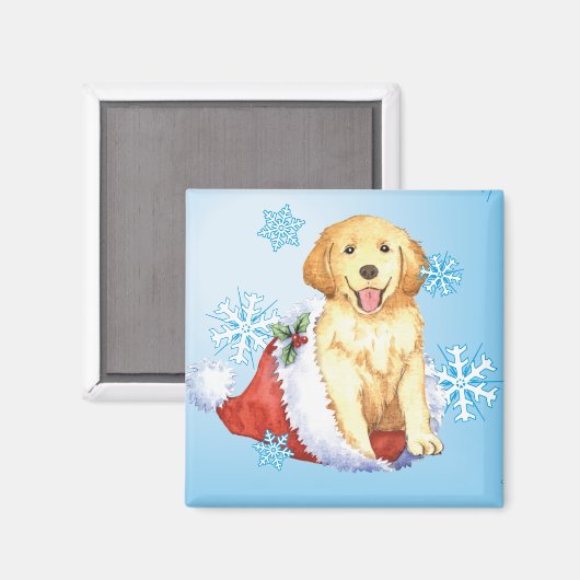Happy Howliday Golden Retriever Magneet (Voorkant / Achterkant)