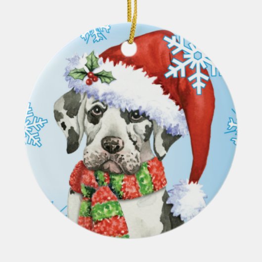 Happy Howliday Great Dane Keramisch Ornament (Voorkant)