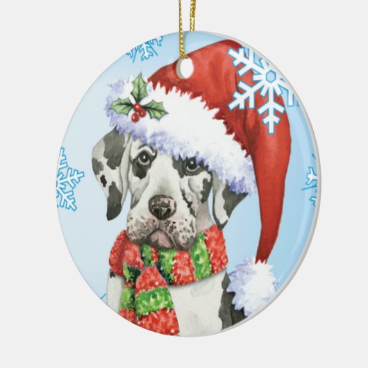 Happy Howliday Great Dane Keramisch Ornament (Links)