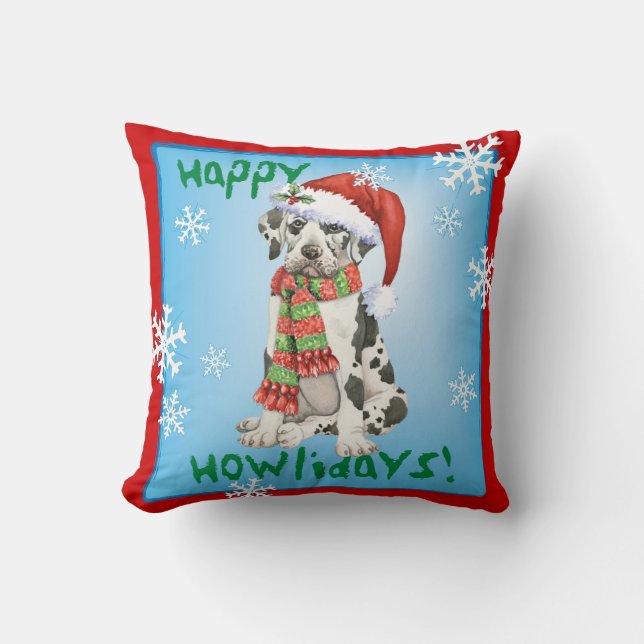 Happy Howliday Great Dane Kussen (Voorkant)