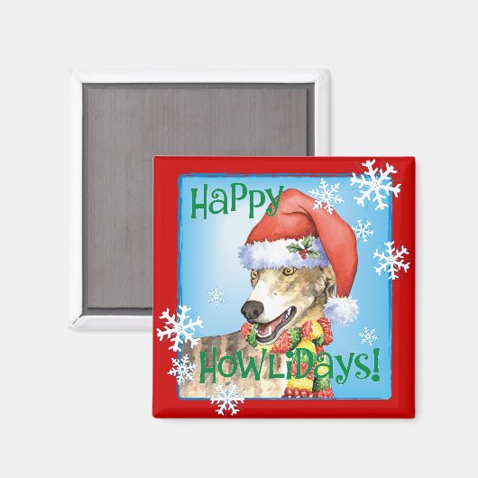 Happy Howliday Greyhound Magneet (Voorkant / Achterkant)