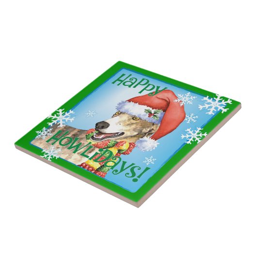 Happy Howliday Greyhound Tegeltje (Zijkant)