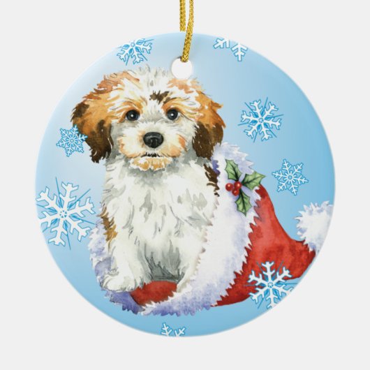 Happy Howliday Havanese Keramisch Ornament (Voorkant)