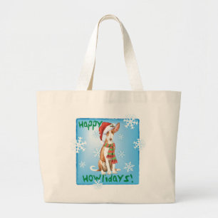 Happy Howliday Ibizan Hound Grote Tote Bag