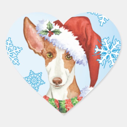 Happy Howliday Ibizan Hound Hart Sticker (Voorkant)
