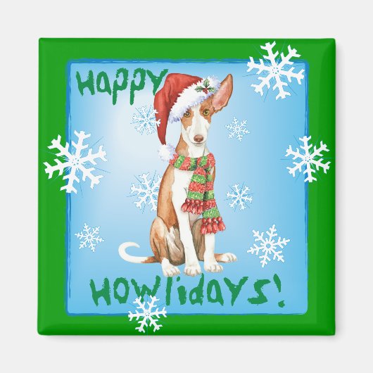 Happy Howliday Ibizan Hound Magneet (Voorkant)