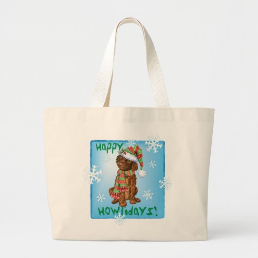 Happy Howliday Irish Water Spaniel Grote Tote Bag (Voorkant)