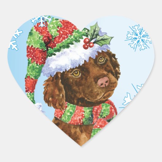 Happy Howliday Irish Water Spaniel Hart Sticker (Voorkant)