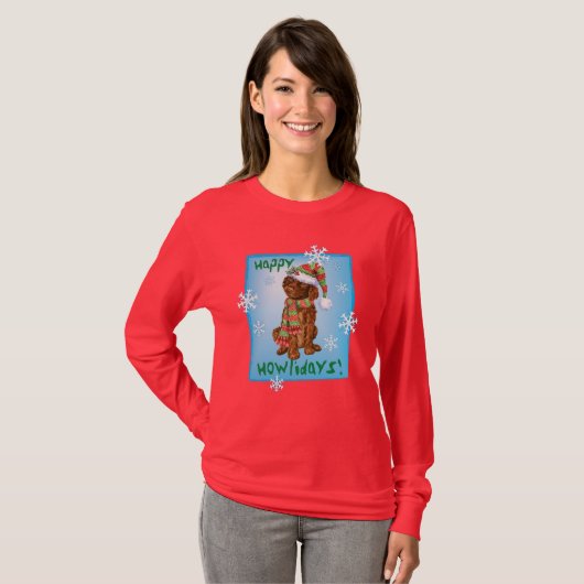 Happy Howliday Irish Water Spaniel T-shirt (Voorkant volledig)