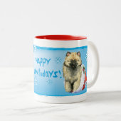 Happy Howliday Keeshond Tweekleurige Koffiemok (Voorkant rechts)