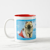 Happy Howliday Keeshond Tweekleurige Koffiemok (Links)