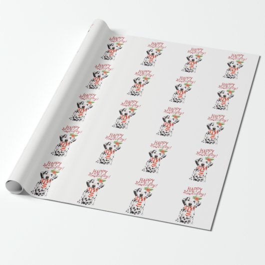 Happy Howliday kerstmis: dalmation pet Cadeaupapier (Uitgerold)