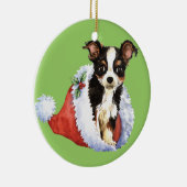 Happy Howliday Long Coat Chihuahua Keramisch Ornament (Rechts)