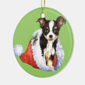 Happy Howliday Long Coat Chihuahua Keramisch Ornament (Links)