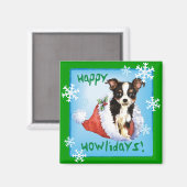 Happy Howliday Long Coat Chihuahua Magneet (Voorkant / Achterkant)